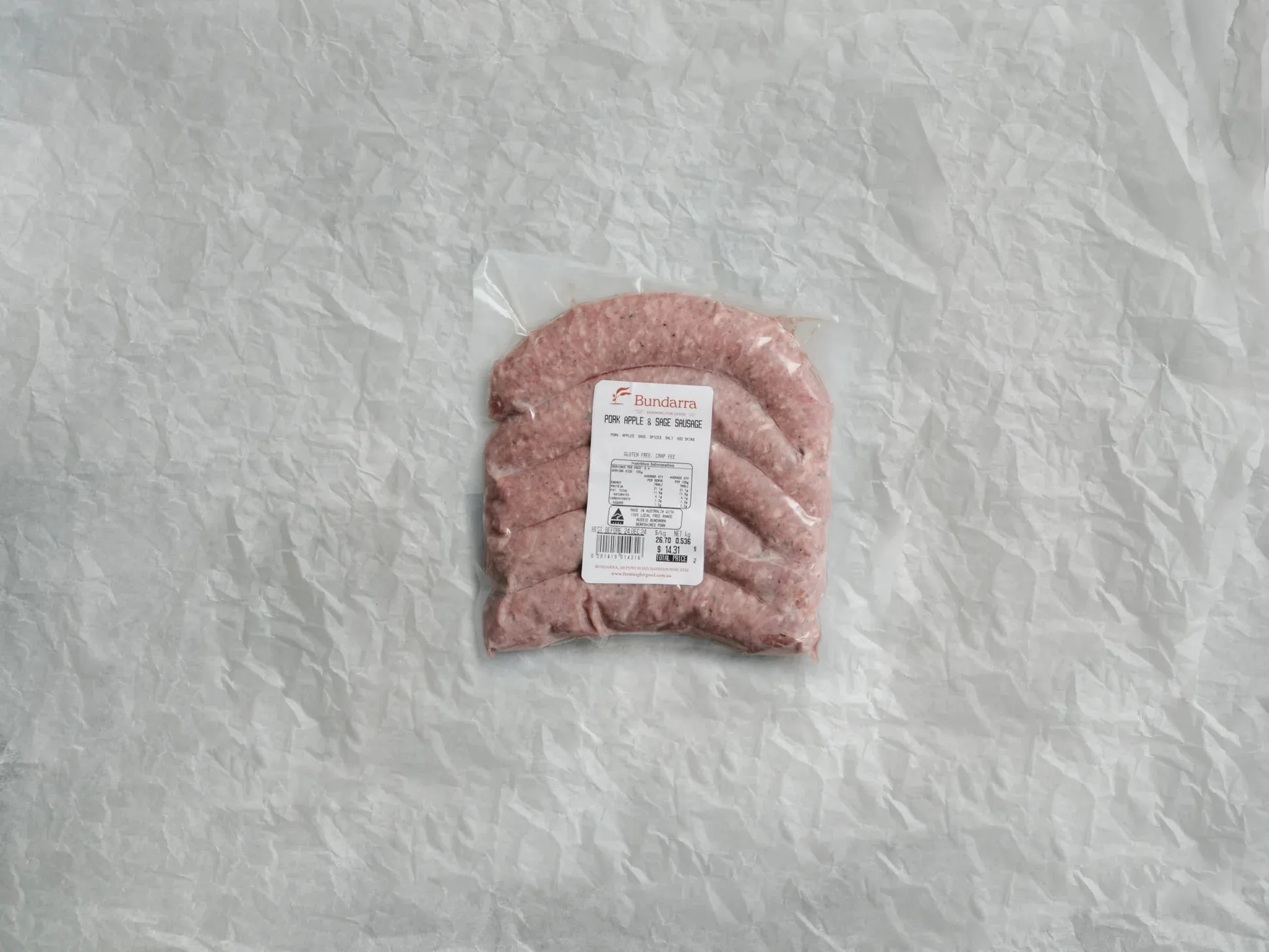 Pork, Apple & Sage Sausages - 5 Pack, 500g
