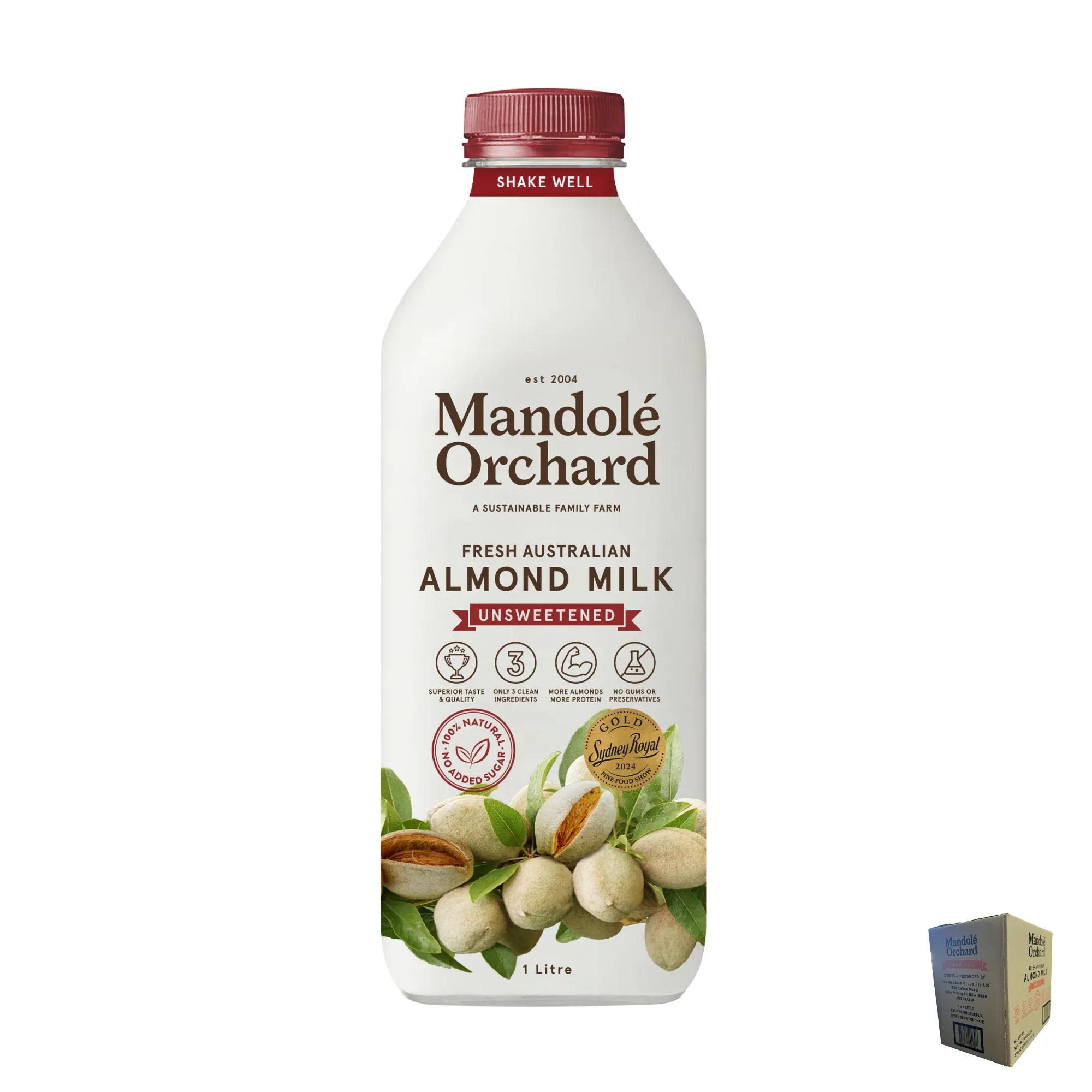 Almond Milk - Fresh, Unsweetened, 6 x 1L