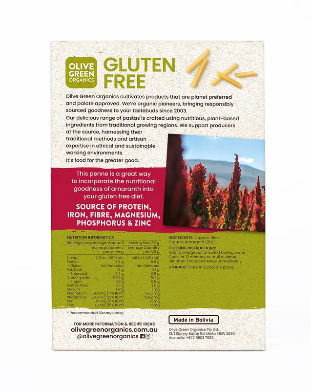 Organic Gluten Free Pasta Penne Amaranth & Rice - alternate