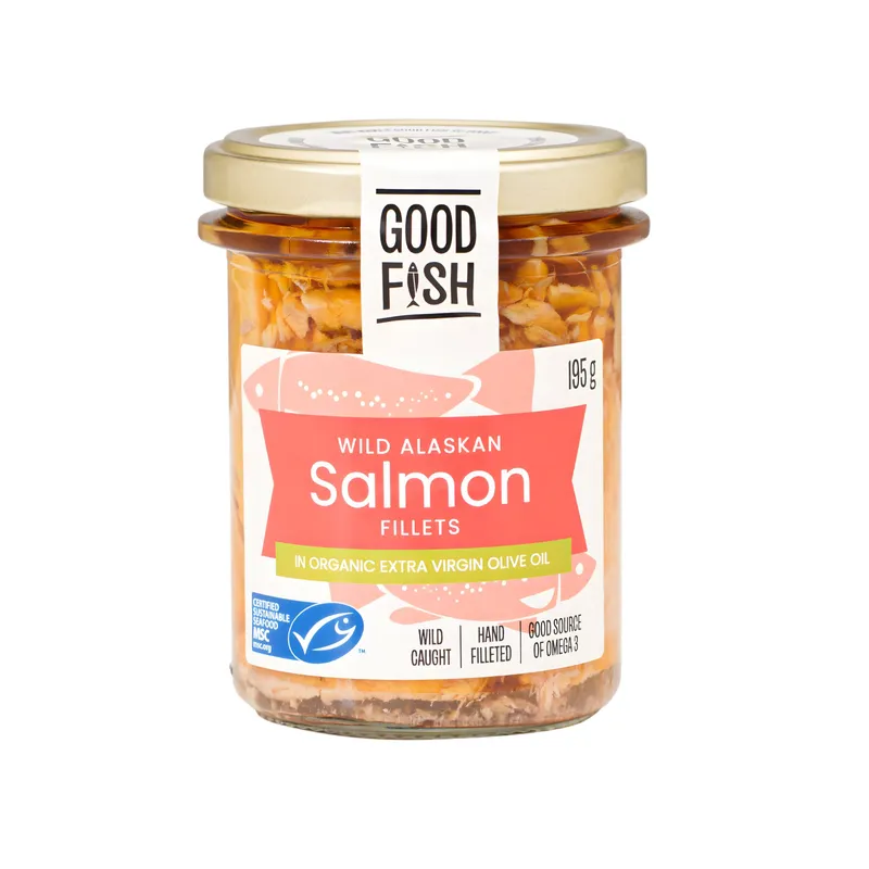 Wild Alaskan Salmon in Olive Oil EVOO JAR 195g